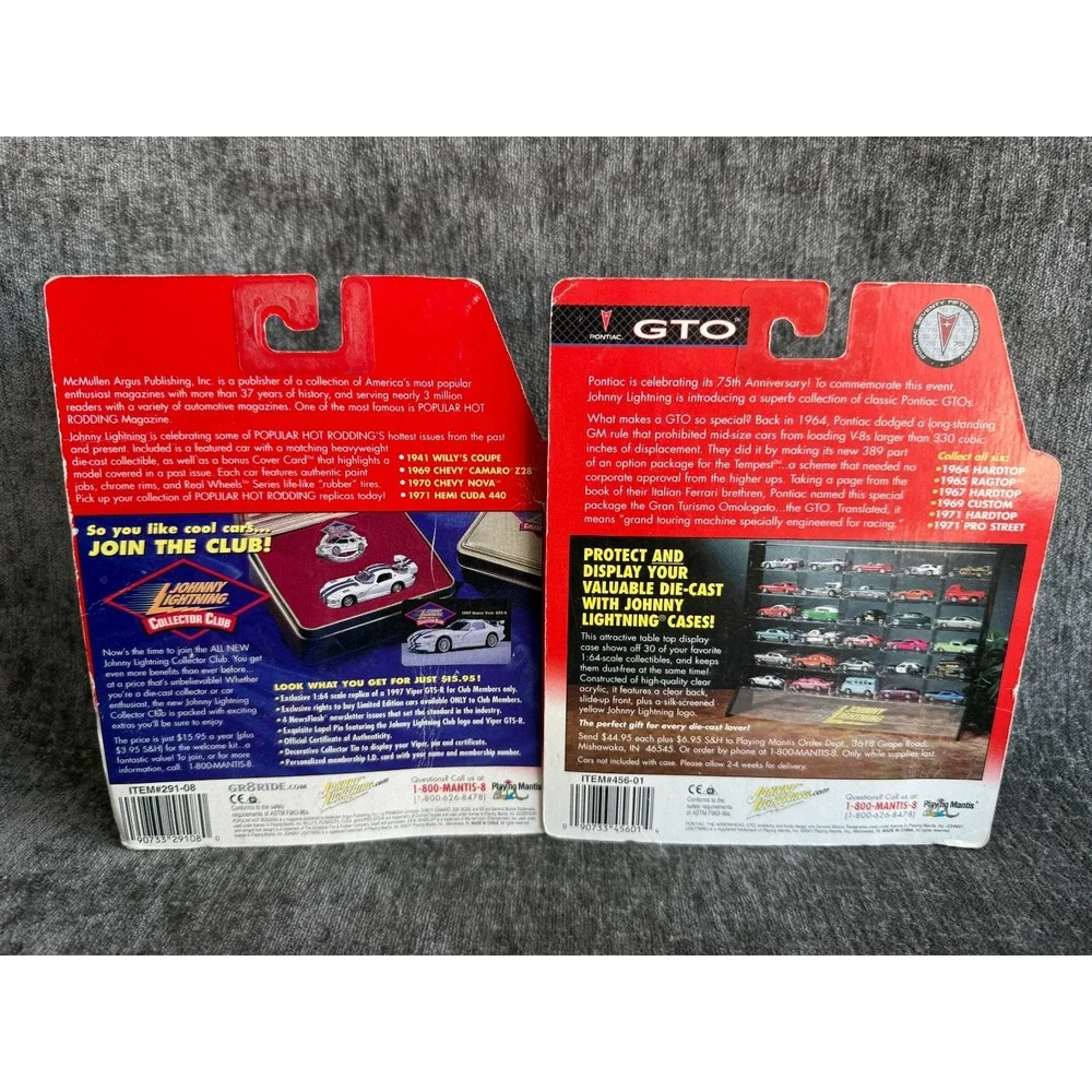 Lot 2 Johnny Lightning 1/64 1969 Camaro Z28 Hot Rodding & 1971 Pontiac GTO Green
